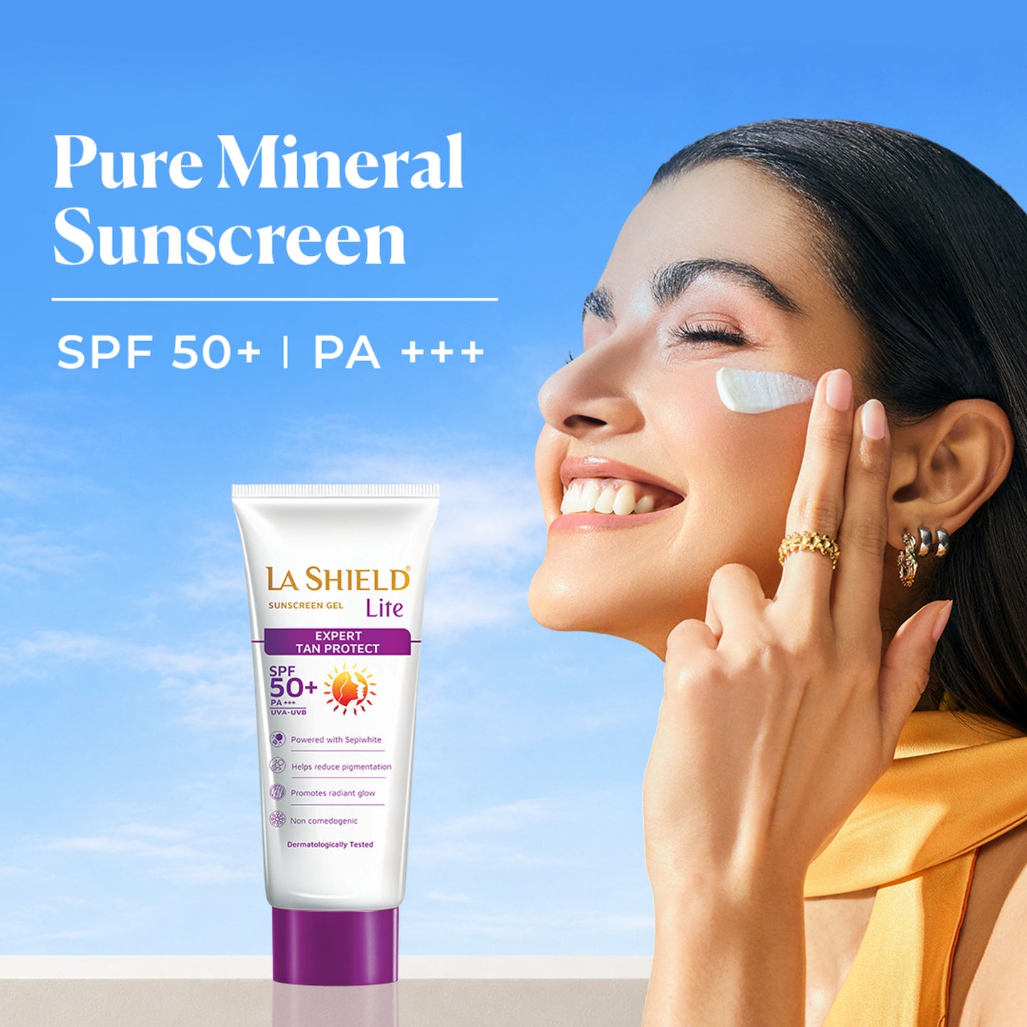 La Shield Lite SPF 50 PA+++ Mineral Sunscreen Gel Reduces Pigmentation & Dark Spots Oil-free