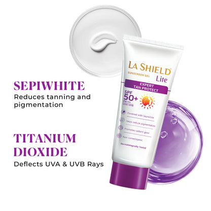 La Shield Lite SPF 50 PA+++ Mineral Sunscreen Gel Reduces Pigmentation & Dark Spots Oil-free