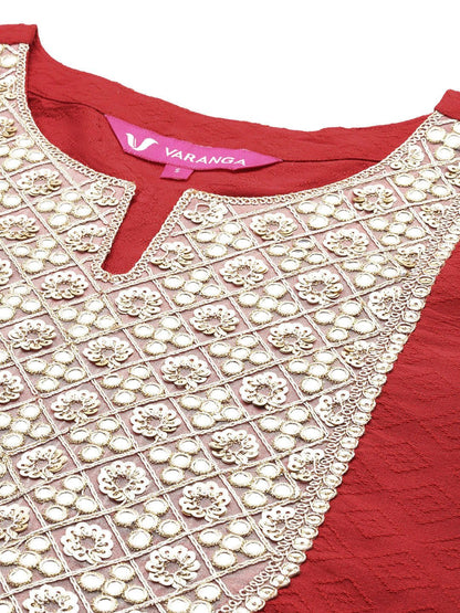 Indyancart VA Women'sRegular Sequinned Kurta with Trousers & Dupatta