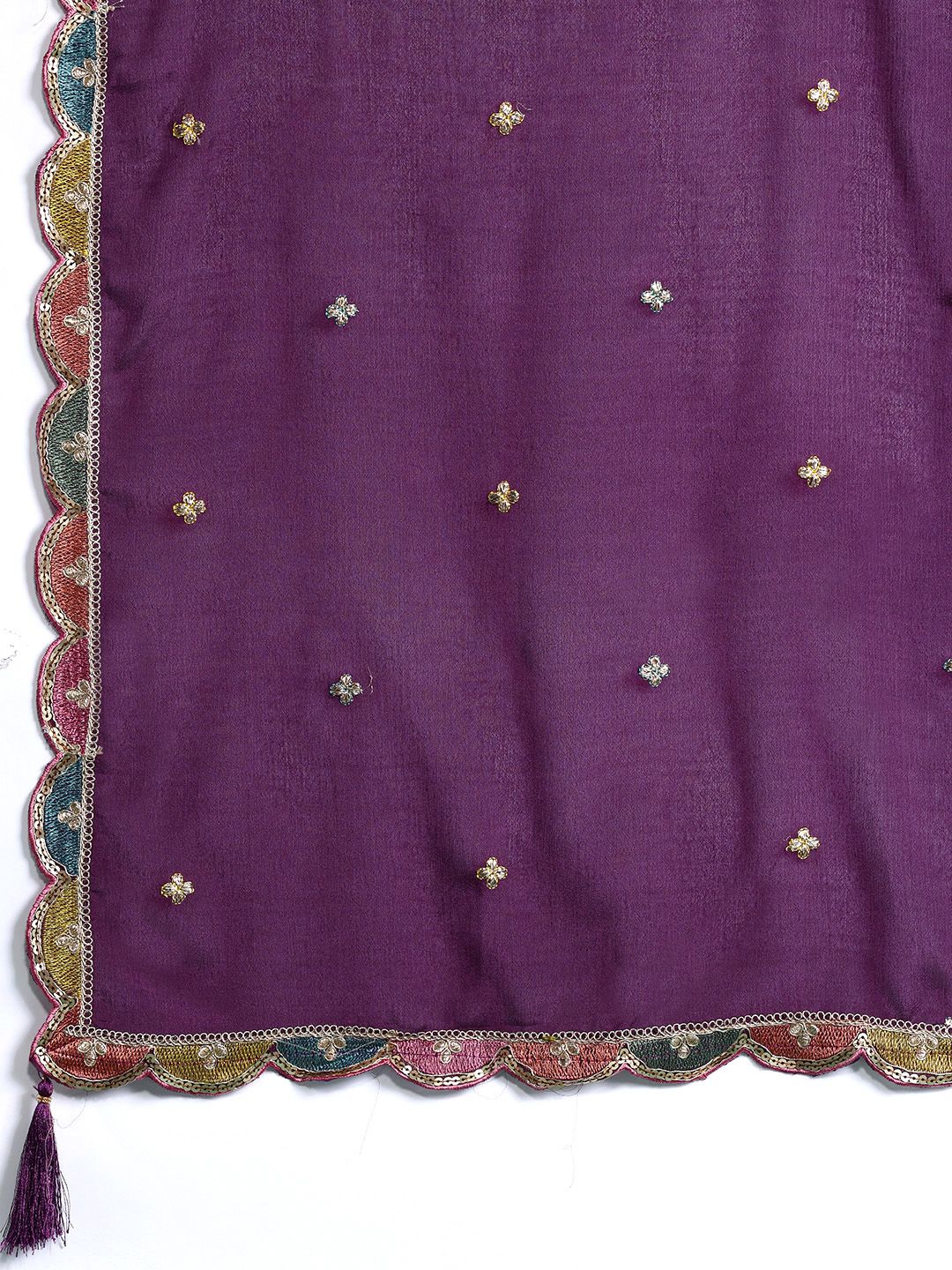 Paisley Embroidered Sequinned Kurta with Palazzos & With Dupatta