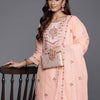 Indyancart VA Women'sFloral Embroidered Sequinned Pure Cotton Kurta with Trousers & Dupatta