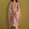 Indyancart IE Women Floral Embroidered Regular Thread Work Kurta with Trousers & With Dupatta