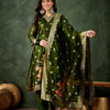 Dhiyona VV Eshanvi mehndi Embroidered Silk Blend Organza Meenakari Straight Suits With Dupatta