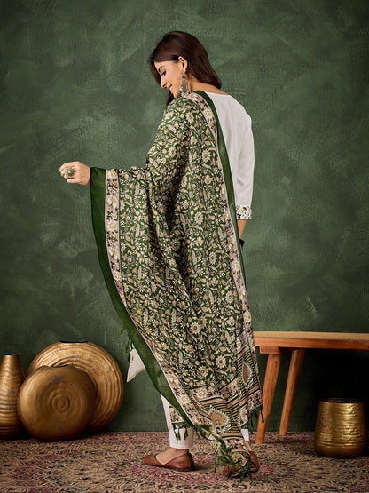 Dhiyona VV Neelima Women's Embroidered Cotton Kurta Pant Set with Dupatta