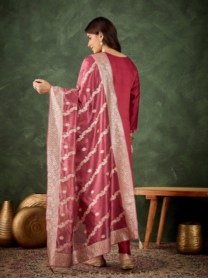 Dhiyona VV Neria Women Ethnic Motifs Embroidered Kurta with Trousers & Dupatta