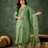 Dhiyona VV Qaushi Women Kurta and Pant Dupatta Sets Silk Blend Fabrics with Embroidery