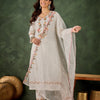 Dhiyona VV Ravina White Women Floral Embroidered Regular Kurta with Trousers & Dupatta Suit Sets