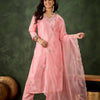 Dhiyona VV Mokosh Women Kurta and Pant Dupatta Sets Silk Blend Fabrics with Embroidery