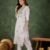 Dhiyona VV Shyamarani Women's Silk Blend Embroidered Straight Kurta & Pant Set