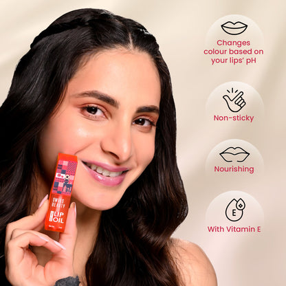 Swiss Beauty Dip Tint Color Changing Long Lasting With Vitamin-E PH Lip Oil - 1 Strawberry