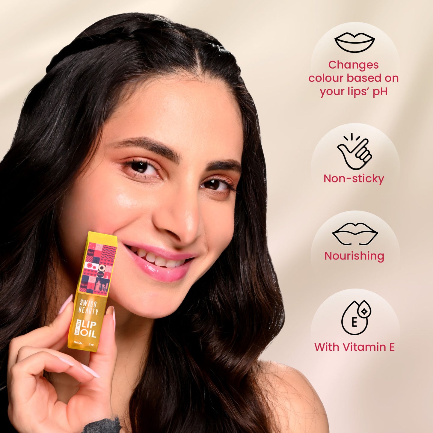 Swiss Beauty Dip Tint Color Changing Long Lasting With Vitamin-E PH Lip Oil - 4 Kiwi