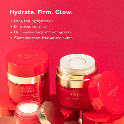 Asaya face moisturizer for dry skin with niacinamide, watermelon extract, and glycerine, shown in a sleek jar with fresh watermelon slices