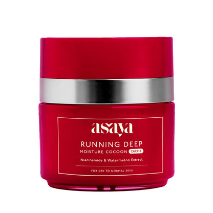 Asaya cream face moisturizer for dry skin with niacinamide, watermelon extract, and glycerine, shown in a sleek jar with fresh watermelon slices