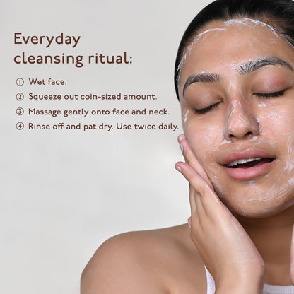 Asaya skin brightening face wash with manjistha and glycolic acid for instant tan removal, shown in a sleek tube.