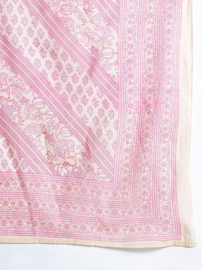 Indyancart IE Floral Printed Panelled Pure Cotton Kurta with Trousers & With Dupatta