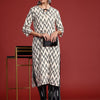Dhiyona IE Printed Tie-Up Neck Mirror Work Kurta With Trousers