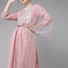 Dhiyona VA Women'sRich Mauve And Silver Embroidered Kurta Set