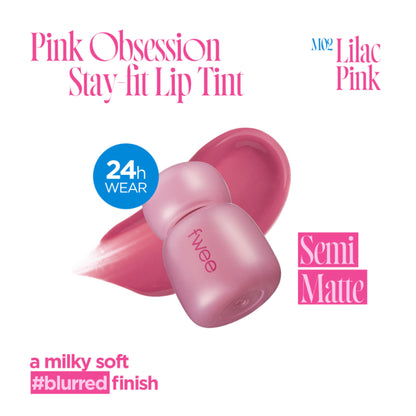 fwee Pink Obsession Stay-Fit Lip Tint Glowy Finish - M02 Lilac Pink
