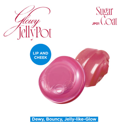 fwee Lip&Cheek Glowy Jelly Pot in Sugar Coat, a Korean multi-use dewy lip and cheek tint balm with a glossy finish