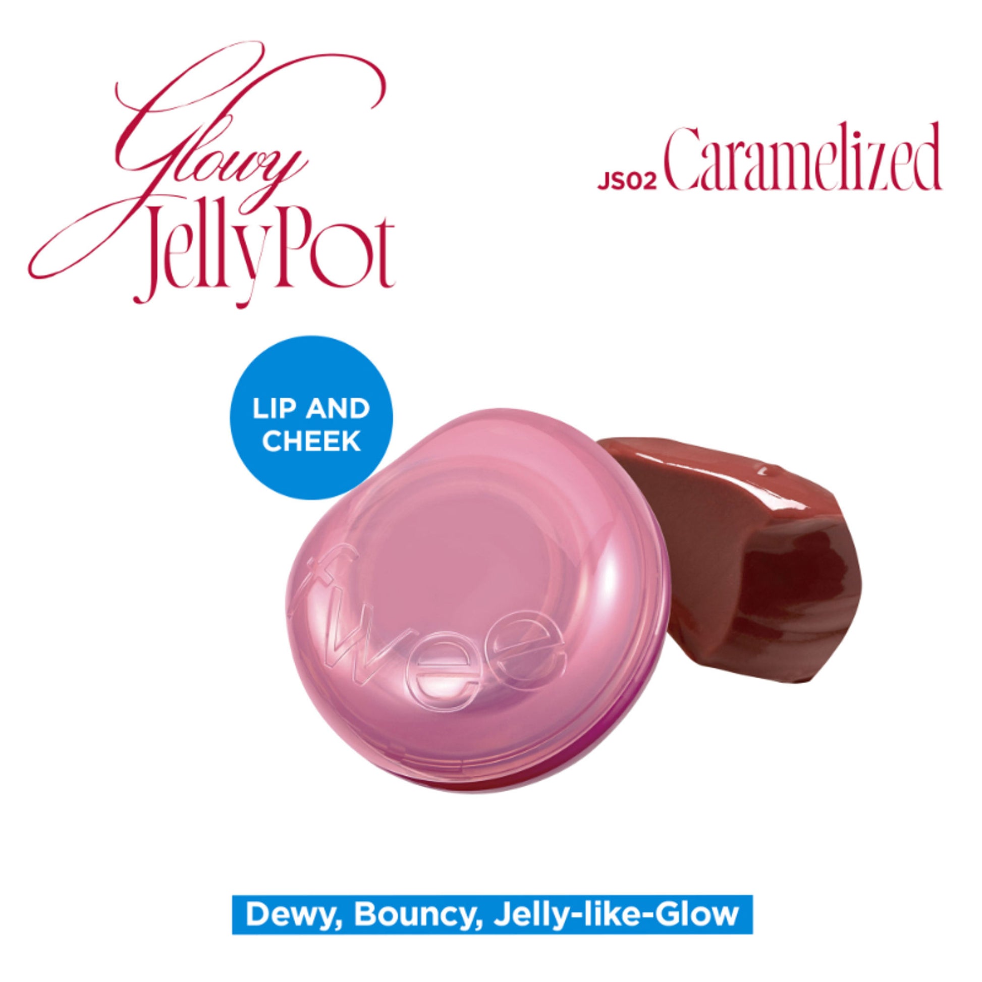 fwee Lip&Cheek Glowy Jelly Pot - Korean Multi-Use Dewy Lip & Cheek Tint Balm - Caramelized