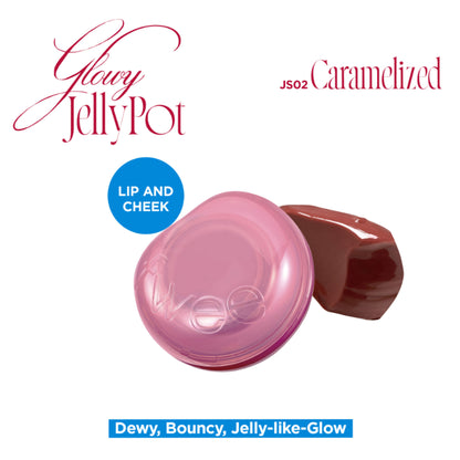 fwee Lip&Cheek Glowy Jelly Pot - Korean Multi-Use Dewy Lip & Cheek Tint Balm - Caramelized