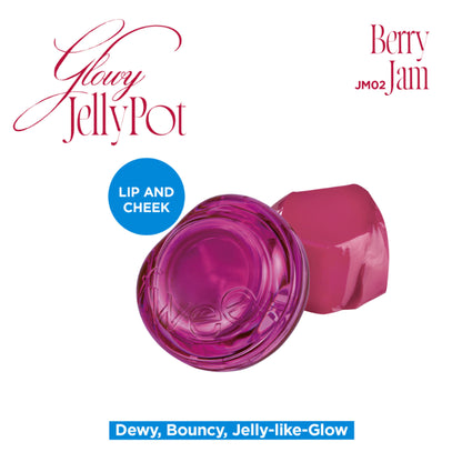 fwee Lip&Cheek Glowy Jelly Pot in Berry Jam, a multi-use dewy tint balm for lips and cheeks with a jelly texture.