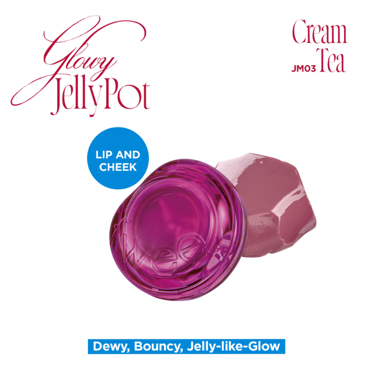 fwee Lip&Cheek Glowy Jelly Pot in Cream Tea, a Korean multi-use dewy lip and cheek tint balm with a glossy finish.