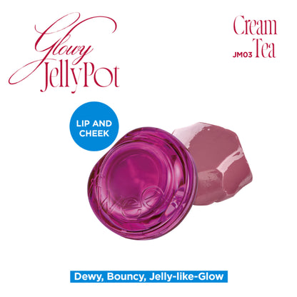 fwee Lip&Cheek Glowy Jelly Pot in Cream Tea, a Korean multi-use dewy lip and cheek tint balm with a glossy finish.