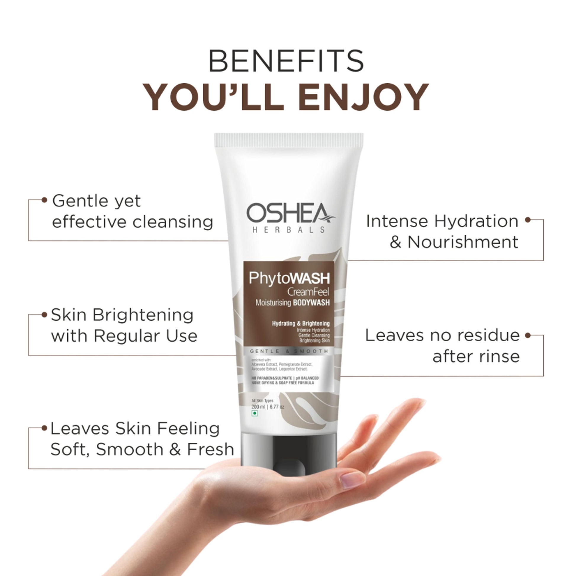 Oshea Herbals Phytowash Cream Feel Moisturising Body Wash
