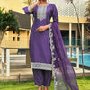 Indyancart IE Ethnic Motifs Yoke Design Panelled Thread Work Kurta with Trousers & With Dupatta