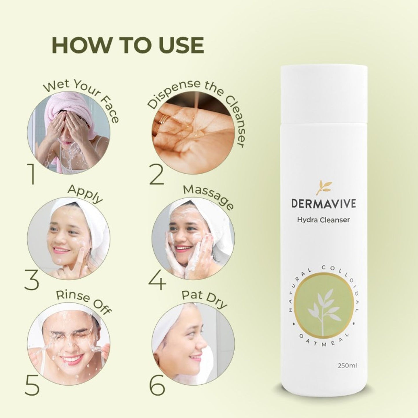 Dermavive Hydra Cleanser Hydrating Face Wash For All Skin Types With Colloidal Oatmeal & Glycerin