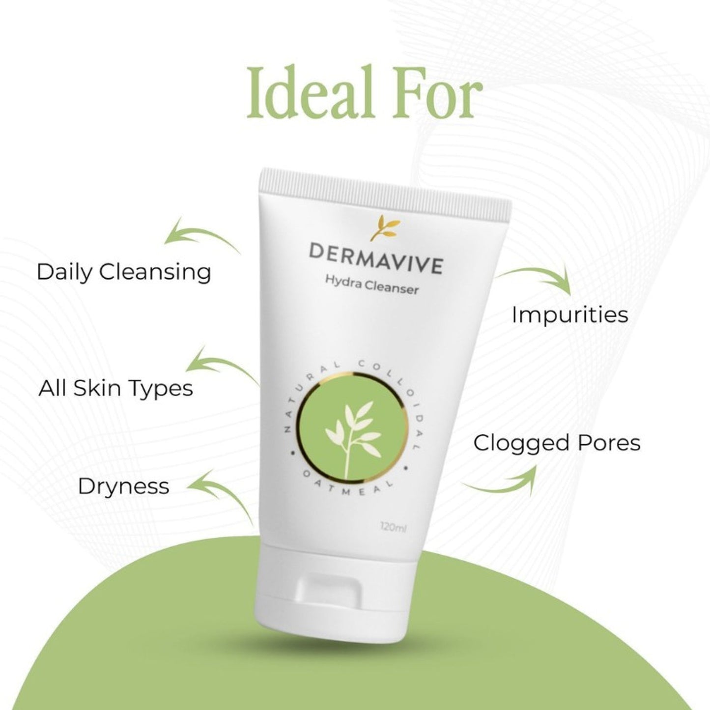 Dermavive Hydra Cleanser Hydrating Face Wash For All Skin Types With Colloidal Oatmeal & Glycerin