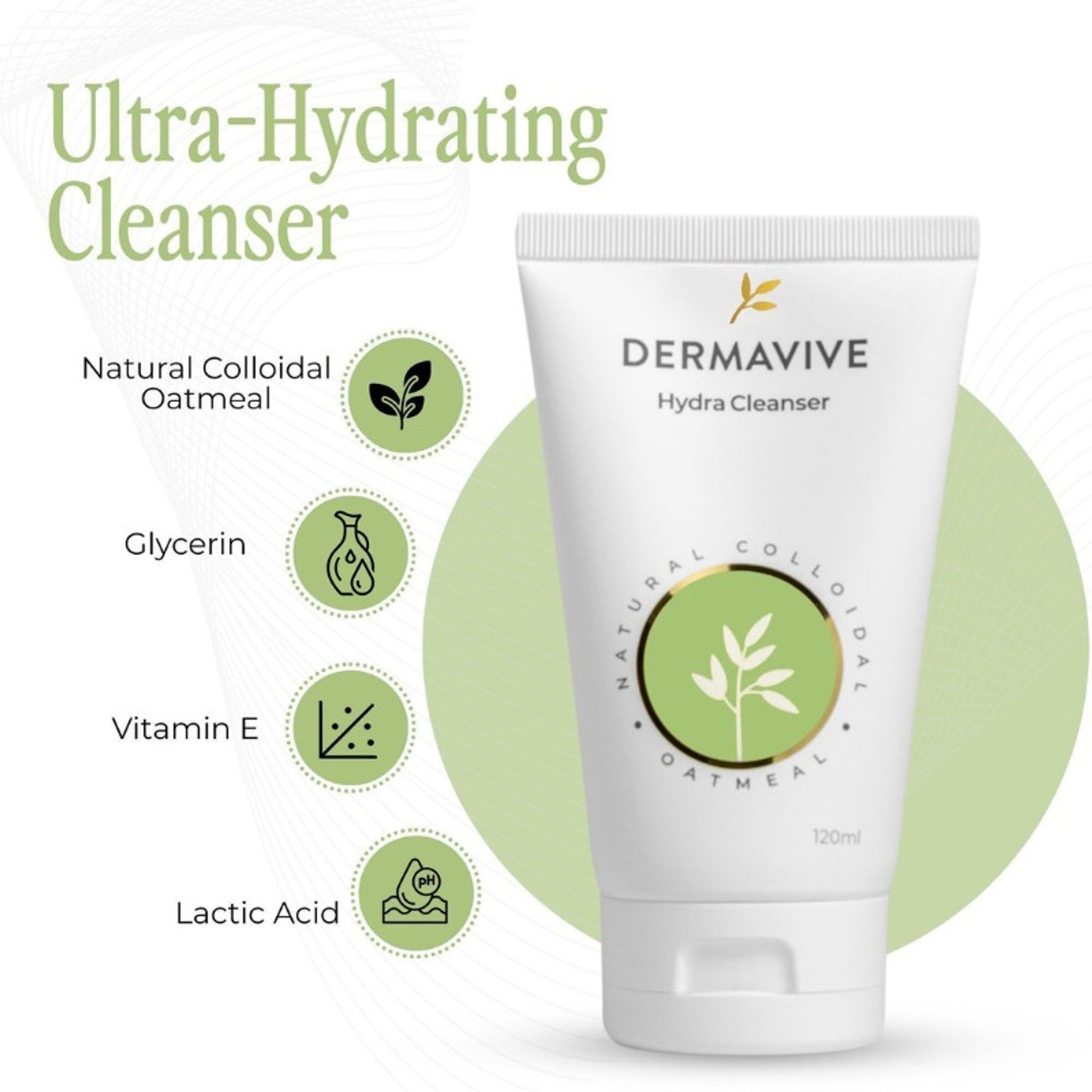Dermavive Hydra Cleanser Hydrating Face Wash For All Skin Types With Colloidal Oatmeal & Glycerin