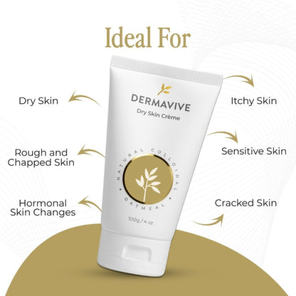 Dermavive Dry Skin Face Cream With Natural Colloidal Oatmeal, Jojoba Oil & Vitamin E