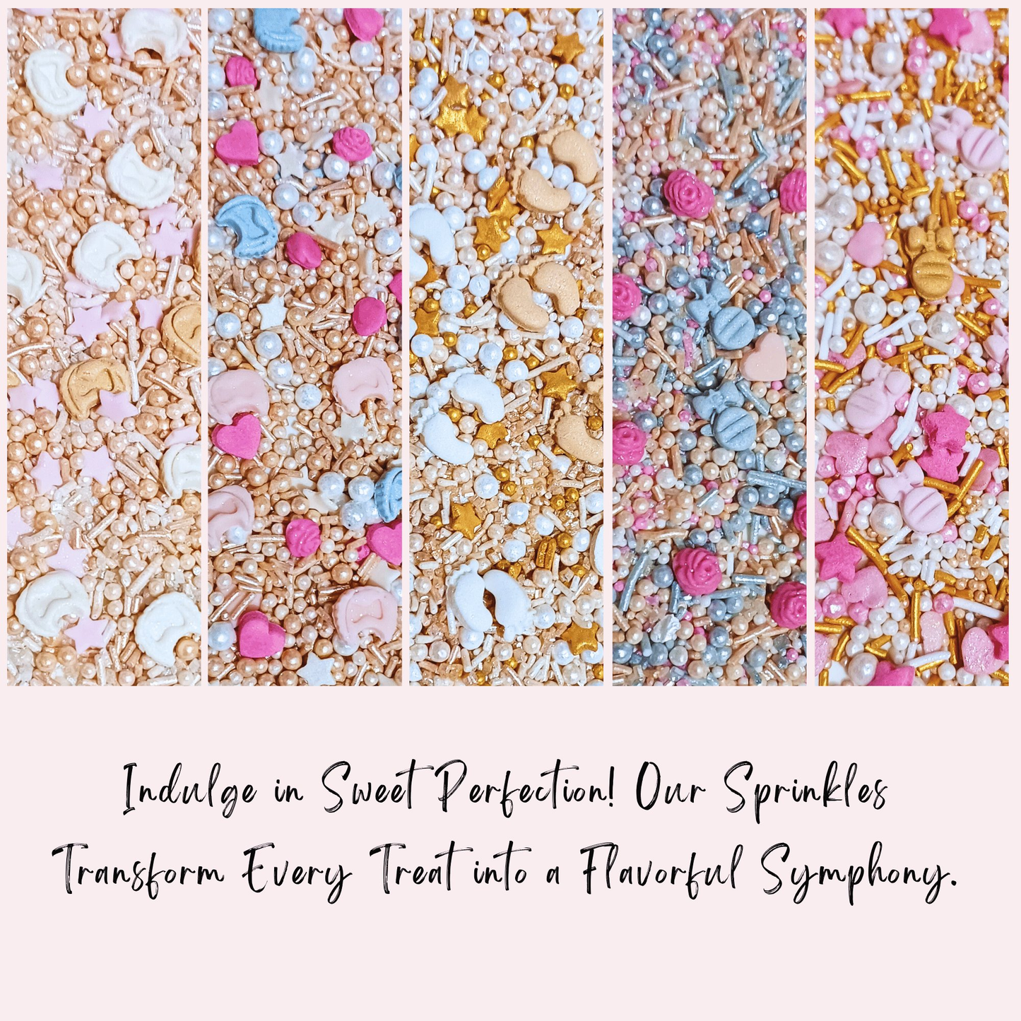 Confect Girls Baby Shower Sprinkles | Mix Heart, Teddy, Baby Feed Bottle & Baby Feet Sprinkles