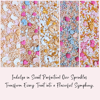 Confect Girls Baby Shower Sprinkles | Mix Heart, Teddy, Baby Feed Bottle & Baby Feet Sprinkles