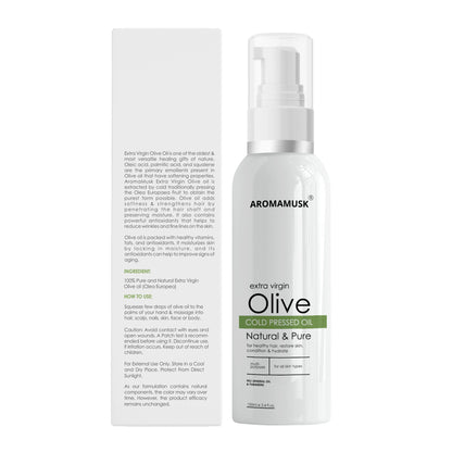AromaMusk 100% Pure Cold Pressed Extra Virgin Olive Oil For Hair And Skin