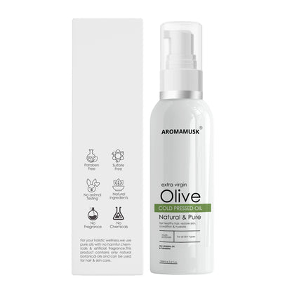 AromaMusk 100% Pure Cold Pressed Extra Virgin Olive Oil For Hair And Skin