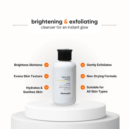 Minimalist 7% ALA & AHA Brightening Face Wash With Vitamin B5 & Glycolic acid For Glowing Skin