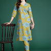 Dhiyona IE Floral Printed Pleated Kurta with Trousers