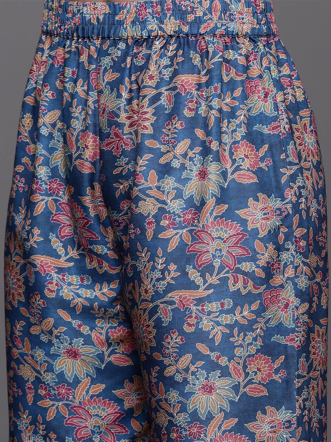 Indyancart VA Women's Paisley Printed Woolen Kurta Paired with Trousers & Printed Dupatta