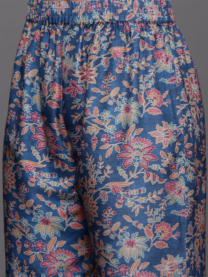 Indyancart VA Women's Paisley Printed Woolen Kurta Paired with Trousers & Printed Dupatta