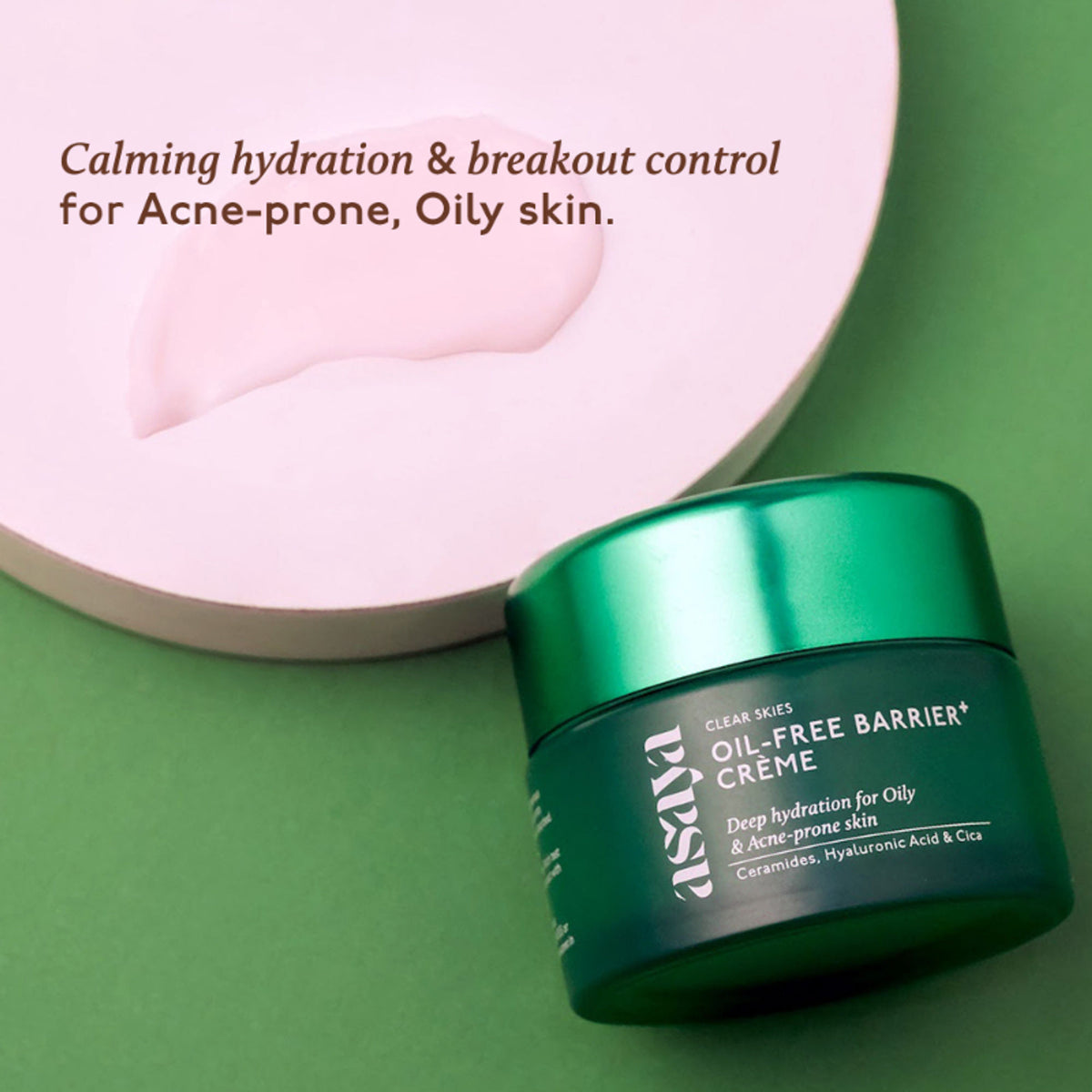 Asaya salicylic acid and ceramide moisturizer for oily, acne-prone face skin, hydrating and soothing for daily skincare.