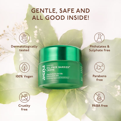 Asaya Salicylic Acid and Ceramide moisturizer for oily, acne-prone skin, face hydration and acne treatment in a tube.