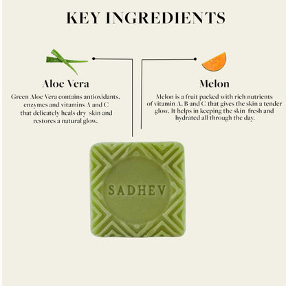 Sadhev Revitalising & Rejuvenating Bathing Bar - Melon & Aloe Vera