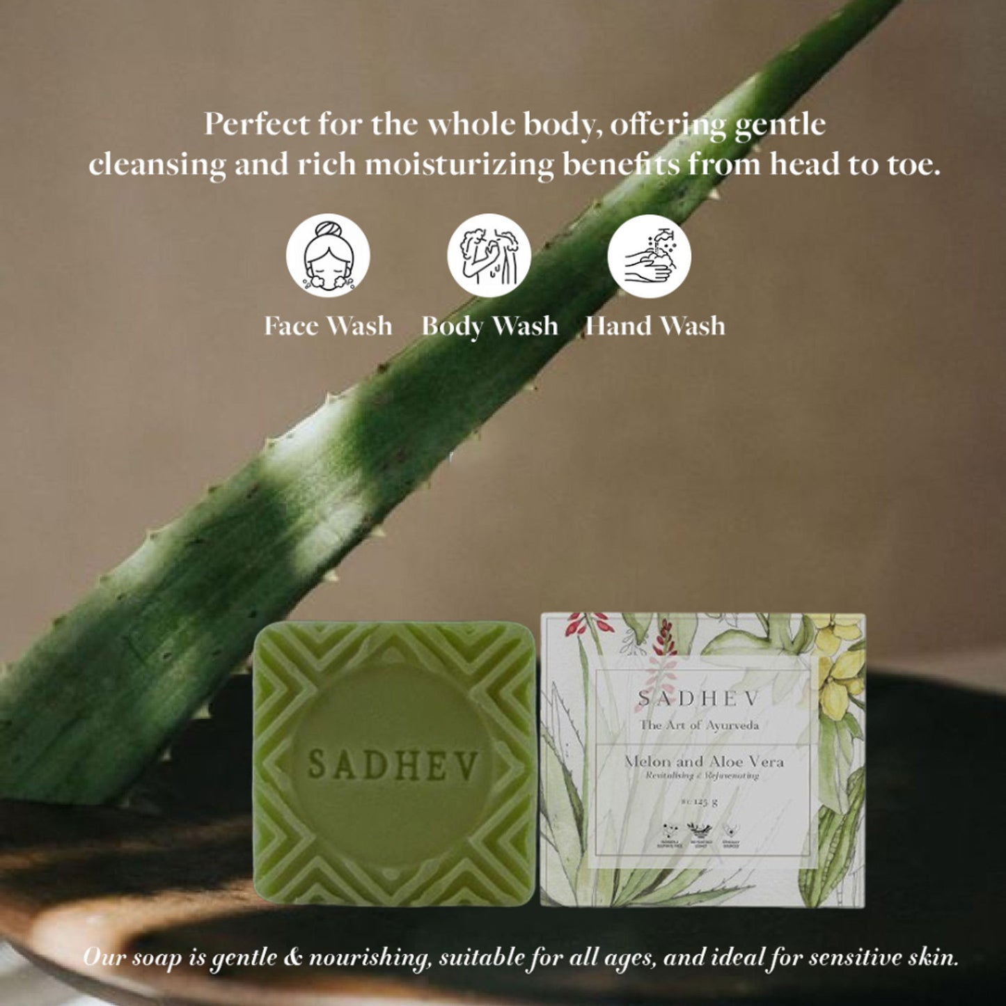 Sadhev Revitalising & Rejuvenating Bathing Bar - Melon & Aloe Vera