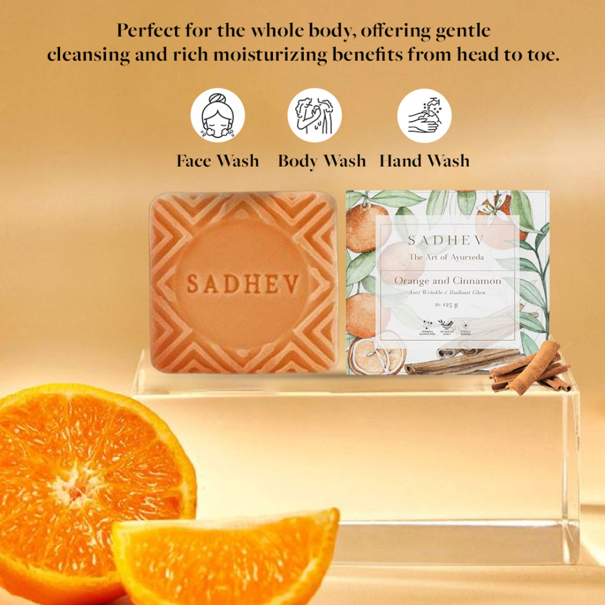 Sadhev Anti Wrinkle Bathing Bar - Orange & Cinnamon