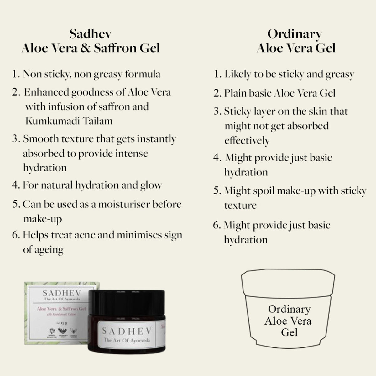 SADHEV Aloe Vera Gel With Saffron And Kumkumadi Thailam