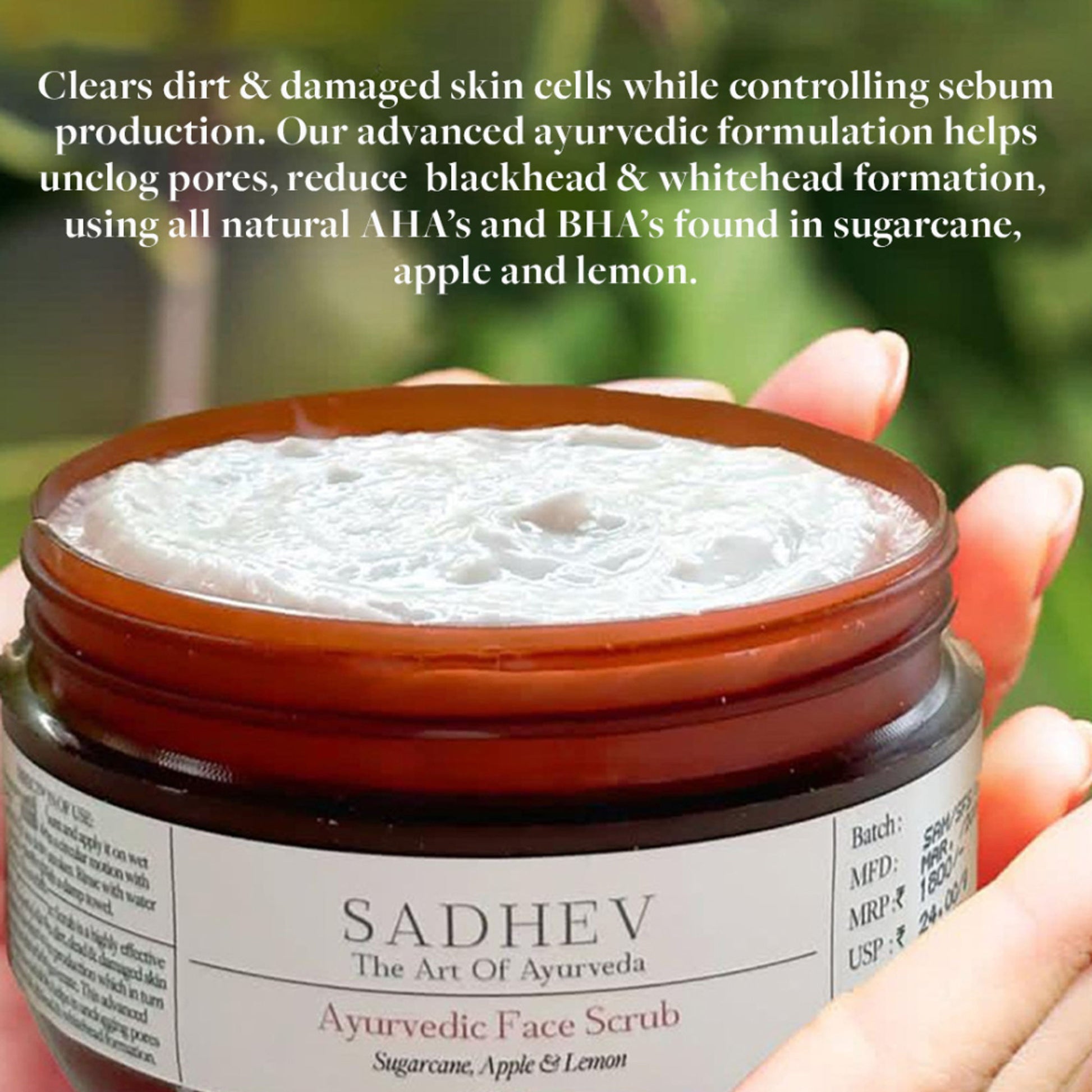 SADHEV Ayurvedic Face Scrub With Sugarcane, Apple & Lemon