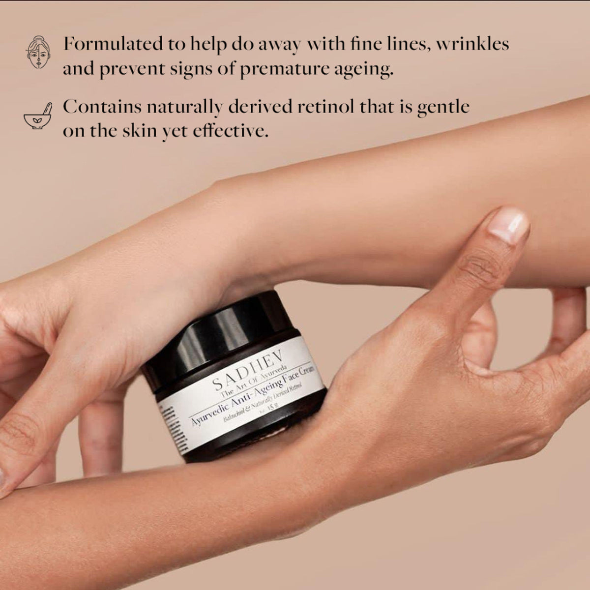 SADHEV Ayurvedic Anti-Ageing Face Cream with Bakuchiol & Naturally Derived Retinol